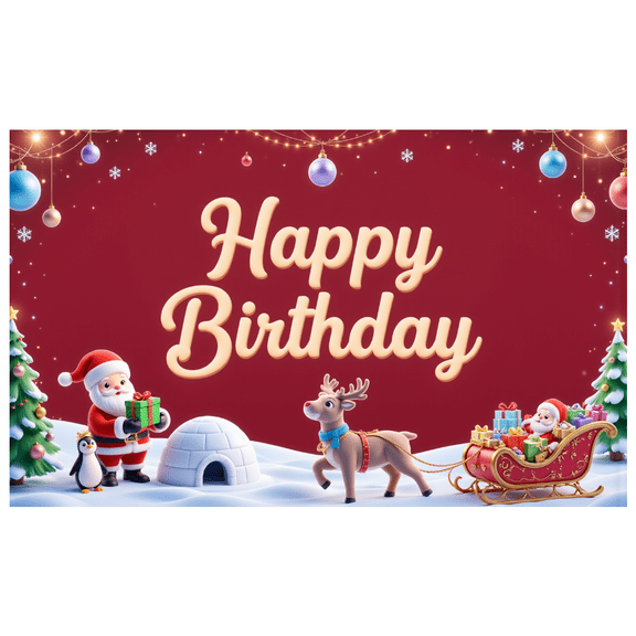 Decorative Design Happy Birthday Party Holiday Celebration Banner for Christmas Party Kids Event Festive Decoration