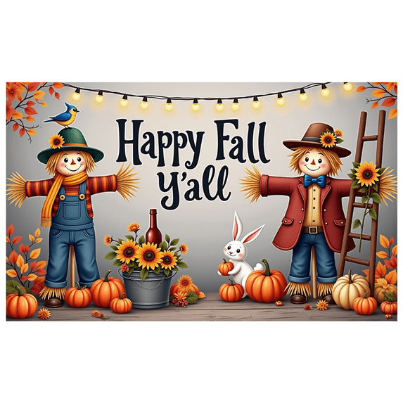 Decorative Design Happy Fall Y'all Banner Harvest Theme Autumn Decorations for Thanksgiving Celebration Outdoor Decor Festival Display
