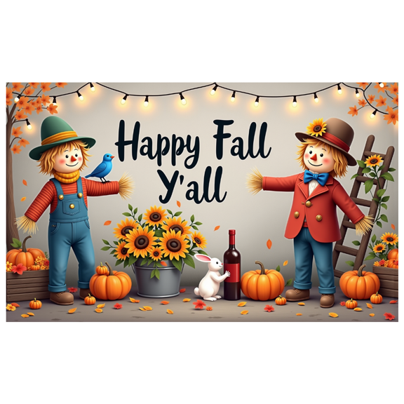 Decorative Design Happy Fall Y'all Banner Harvest Theme Autumn Decorations for Thanksgiving Celebration Outdoor Decor Festival Display