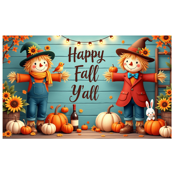 Decorative Design Happy Fall Y'all Banner Harvest Theme Autumn Decorations for Thanksgiving Celebration Outdoor Decor Festival Display
