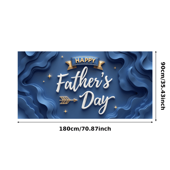Decorative Design Happy Father's Day Banner Polyester Material Celebration Banner Blue Theme for Father's Day Holiday Indoor Decoration