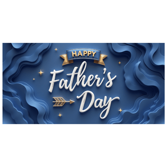 Decorative Design Happy Father's Day Banner Polyester Material Celebration Banner Blue Theme for Father's Day Holiday Indoor Decoration