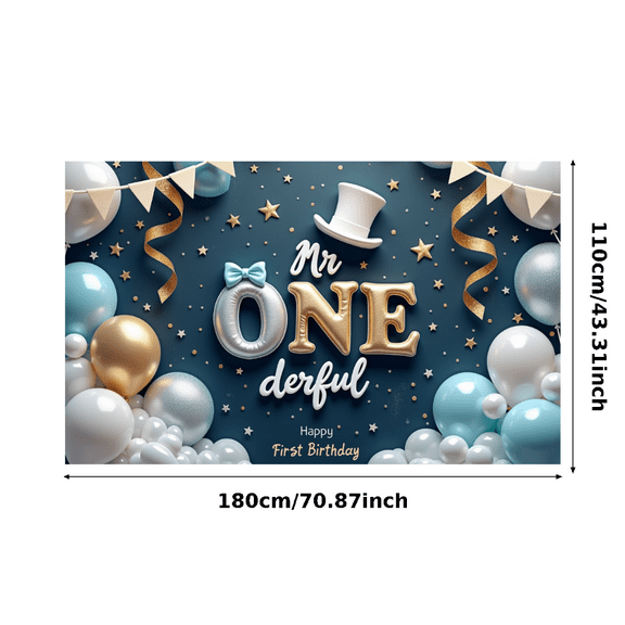 Decorative Design Happy First Birthday Banner Colorful Balloon Mr. Onederful Party Decoration for Birthday Party Baby Celebration