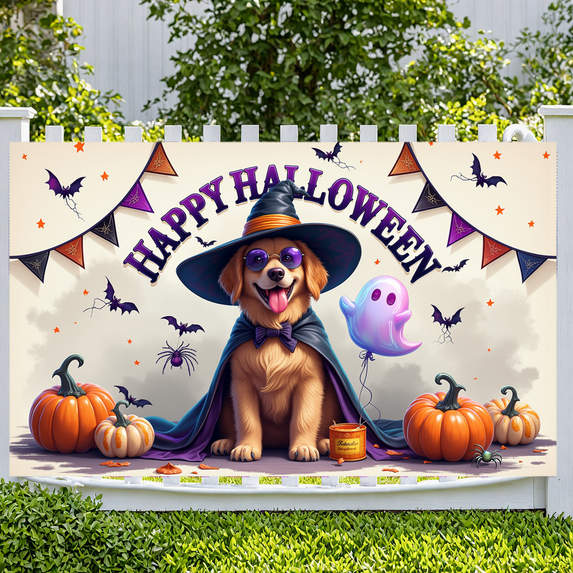 Decorative Design Happy Halloween Banner Dog Costume Polyester Material Pumpkin Decoration for Halloween Party Fall Festival Indoor Decoration