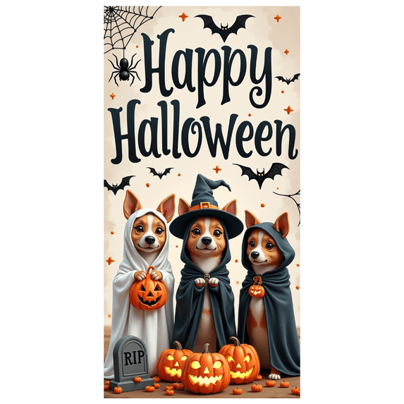 Decorative Design Happy Halloween Banner Pet Costume Theme Polyester Material for Halloween Party Indoor Decoration Holiday Celebration