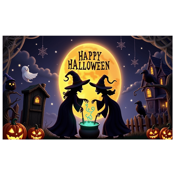 Decorative Design Happy Halloween Banner Witch Theme Pumpkin Design Spooky Elements for Halloween Party Indoor Decoration Outdoor Event