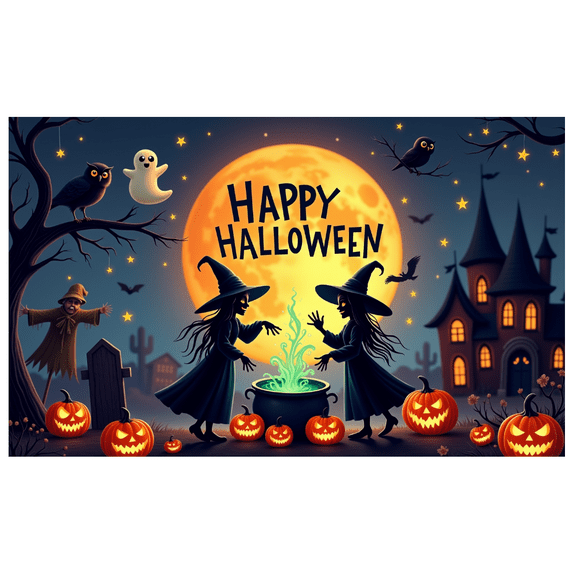 Decorative Design Happy Halloween Banner Witch Theme Pumpkin Design Spooky Elements for Halloween Party Indoor Decoration Outdoor Event