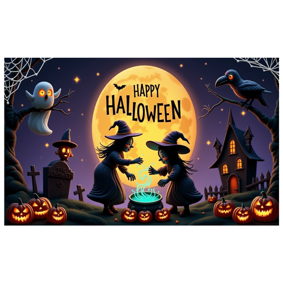 Decorative Design Happy Halloween Banner Witch Theme Pumpkin Design Spooky Elements for Halloween Party Indoor Decoration Outdoor Event