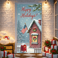 thumbnail image 1 of Decorative Design Happy Holidays Snowfall Santa Postbox Christmas House for Winter Decoration Outdoor Party Home Decoration, 1 of 9