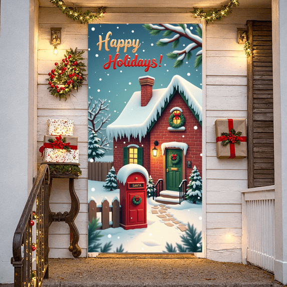 Decorative Design Happy Holidays Snowfall Santa Postbox Christmas House for Winter Decoration Outdoor Party Home Decoration