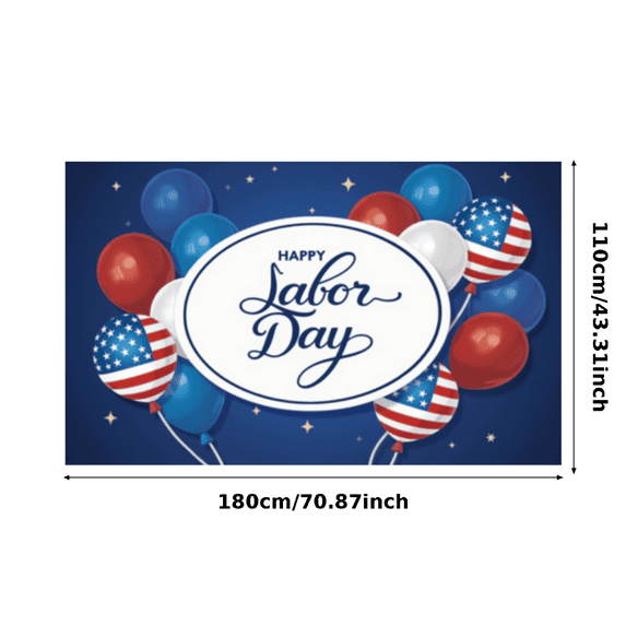 Decorative Design Happy Labor Day Banner Colorful Balloons Patriotic Theme for Outdoor Party Indoor Decoration Holiday Celebration