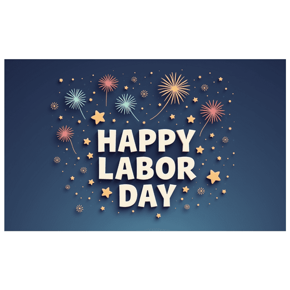 Decorative Design Happy Labor Day Banner Festive Theme Colorful Fireworks Stars for Holiday Celebration Indoor Events Party Decor