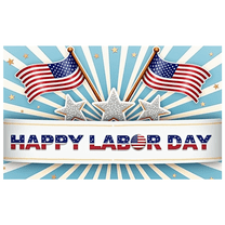 Decorative Design Happy Labor Day Banner Patriotic Stars American Flags for Holiday Event Indoor Outdoor