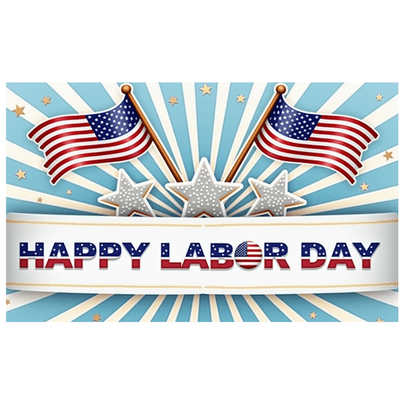 Decorative Design Happy Labor Day Banner Patriotic Stars American Flags for Holiday Event Indoor Outdoor