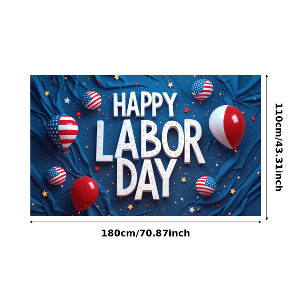 Decorative Design Happy Labor Day Banner Polyester Material Party Decoration Lightweight Graphic Design Celebration Banner for Holiday Celebration Indoor Decoration Event Decoration