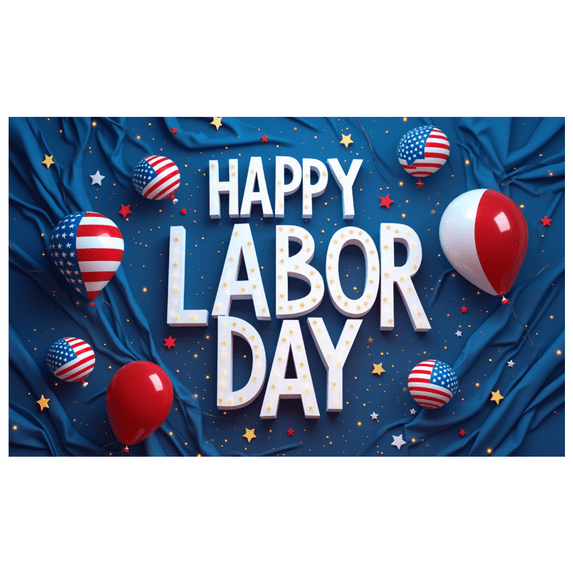 Decorative Design Happy Labor Day Banner Polyester Material Party Decoration Lightweight Graphic Design Celebration Banner for Holiday Celebration Indoor Decoration Event Decoration
