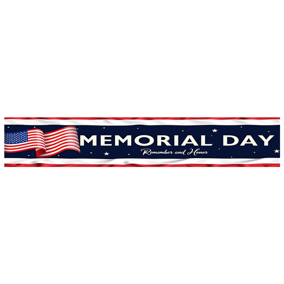 Decorative Design Happy Memorial Day Banner Polyester Material USA Flag for National Celebration Outdoor Event Indoor Decoration