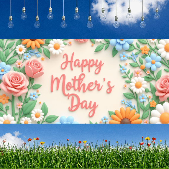 Decorative Design Happy Mother's Day Banner Floral Theme Holiday Background for Mother's Day Celebration Spring Decoration Party
