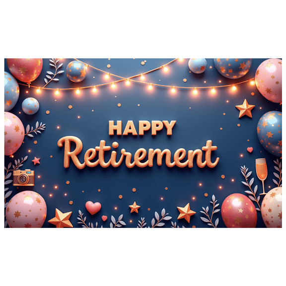 Decorative Design Happy Retirement Banner Balloon Decoration Party Backdrop for Retirement Celebration Indoor Party Event Decoration