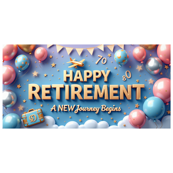 Decorative Design Happy Retirement Banner Colorful Balloons Celebration Backdrop for Retirement Party Indoor Decoration Event Celebration