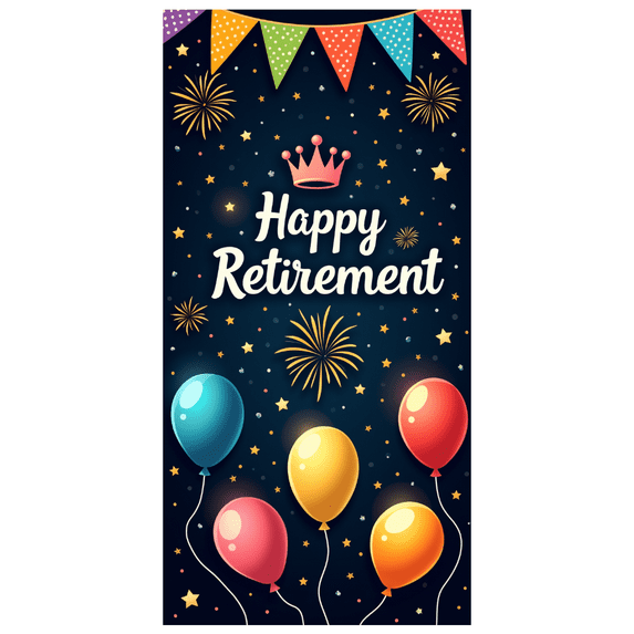 Decorative Design Happy Retirement Banner Colorful Balloons Party Backdrop Celebration Banner for Retirement Party Indoor Decoration Event Celebration