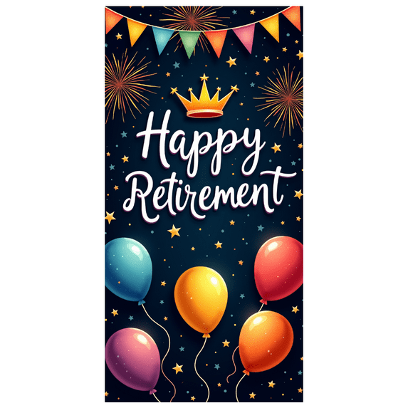 Decorative Design Happy Retirement Banner Colorful Balloons Party Backdrop Celebration Banner for Retirement Party Indoor Decoration Event Celebration