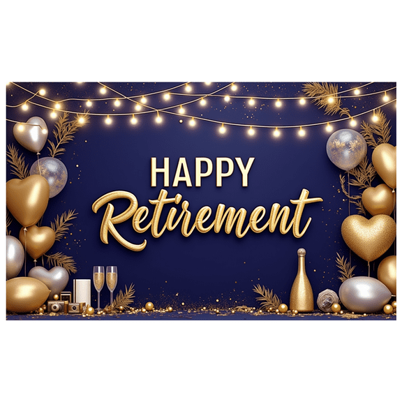 Decorative Design Happy Retirement Banner Colorful Balloons Stars for Retirement Celebration Party Background Indoor Decor