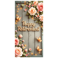 thumbnail image 1 of Decorative Design Happy Retirement Banner Floral Theme Polyester Material for Retirement Party Garden Celebration Home Decoration, 1 of 8