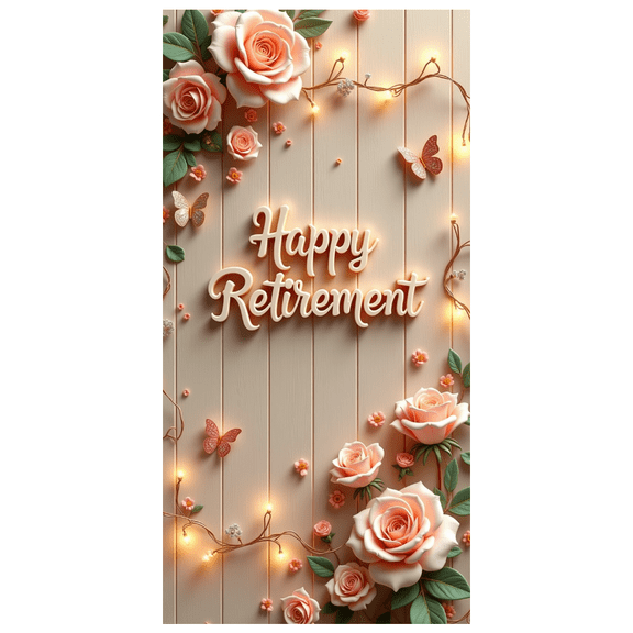 Decorative Design Happy Retirement Banner Floral Theme Polyester Material for Retirement Party Garden Celebration Home Decoration