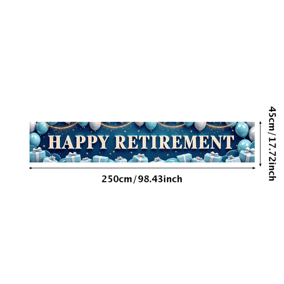 Decorative Design Happy Retirement Banner Gift Boxes Balloon Decoration Celebration Banner for Party Backdrop Photo Prop