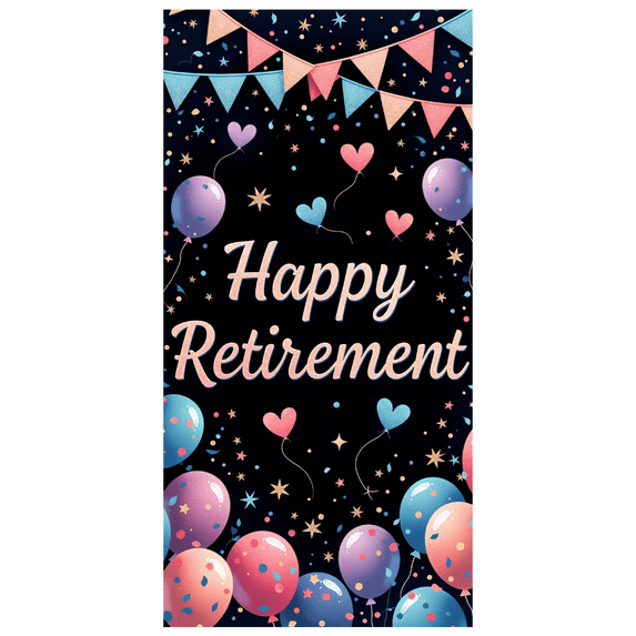 Decorative Design Happy Retirement Banner Glitter Balloons Star Elements for Retirement Celebration Party Decoration