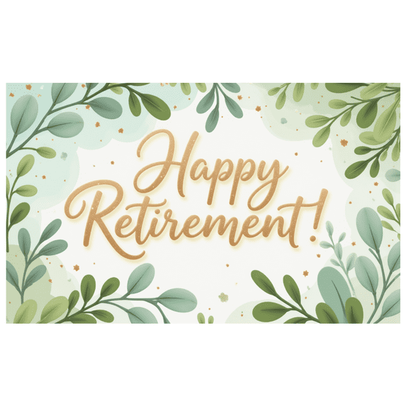 Decorative Design Happy Retirement Banner Leaf Pattern Floral Motif Polyester Material for Office Party Indoor Celebration Outdoor Event