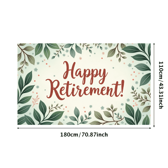 Decorative Design Happy Retirement Banner Leaf Pattern Floral Motif Polyester Material for Office Party Indoor Celebration Outdoor Event