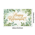 thumbnail image 1 of Decorative Design Happy Retirement Banner Leaf Pattern Floral Motif Polyester Material for Office Party Indoor Celebration Outdoor Event, 1 of 8