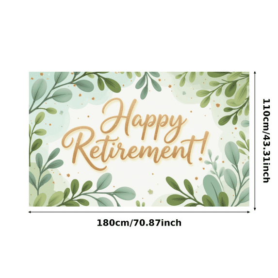 Decorative Design Happy Retirement Banner Leaf Pattern Floral Motif Polyester Material for Office Party Indoor Celebration Outdoor Event