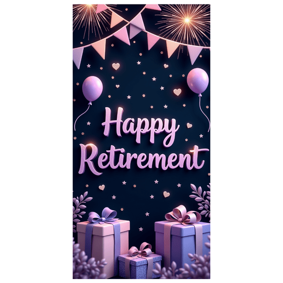 Decorative Design Happy Retirement Banner Star Decoration Balloon Design Gift Decoration Retirement Celebration for Celebration Event Indoor Party