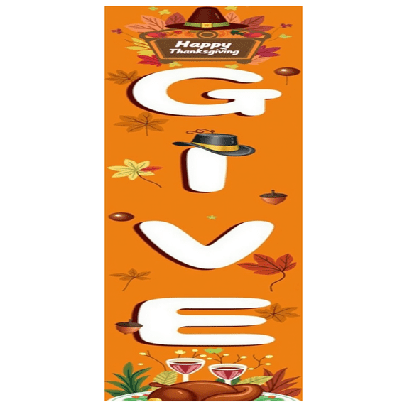 Decorative Design Happy Thanksgiving Banner Autumn Leaves Turkey Dinner for Thanksgiving Dinner Family Gathering Harvest Festival