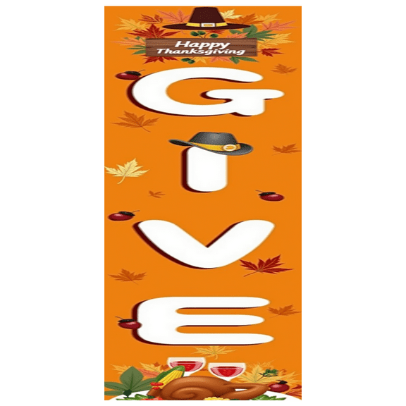 Decorative Design Happy Thanksgiving Banner Autumn Leaves Turkey Dinner for Thanksgiving Dinner Family Gathering Harvest Festival