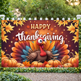 thumbnail image 1 of Decorative Design Happy Thanksgiving Banner Colorful Theme Autumn Leaves Harvest Turkey for Family Gathering Seasonal Celebration Indoor Decoration, 1 of 3