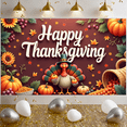 thumbnail image 1 of Decorative Design Happy Thanksgiving Banner Colorful Theme Fall Leaves Turkey Illustration for Thanksgiving Celebration Holiday Party Autumn Decoration, 1 of 9