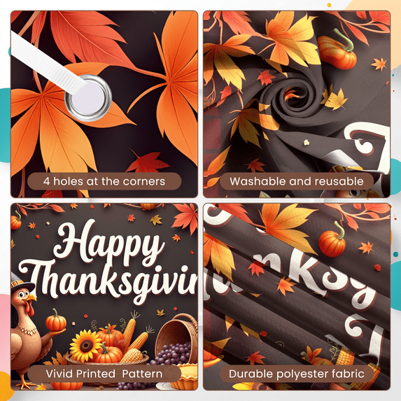Decorative Design Happy Thanksgiving Banner Colorful Theme Fall Leaves Turkey Illustration for Thanksgiving Celebration Holiday Party Autumn Decoration