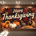 thumbnail image 1 of Decorative Design Happy Thanksgiving Banner Colorful Theme Fall Leaves Turkey Illustration for Thanksgiving Celebration Holiday Party Autumn Decoration, 1 of 3