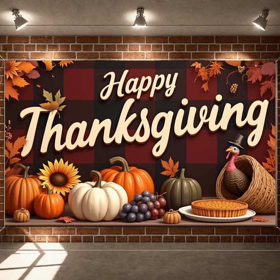 Decorative Design Happy Thanksgiving Banner Colorful Theme Fall Leaves Turkey Illustration for Thanksgiving Celebration Holiday Party Autumn Decoration