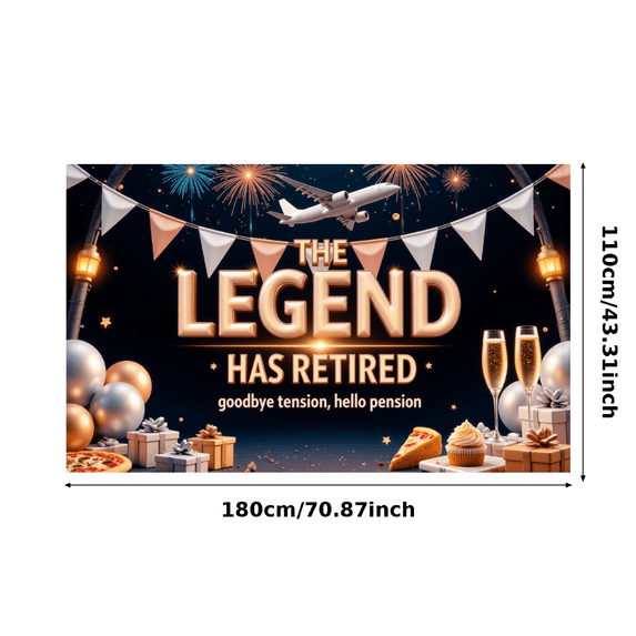 Decorative Design The Legend Has Retired Aviation Banner Polyester Material Celebration Banner for Retirement Party Indoor Decoration Holiday Celebration