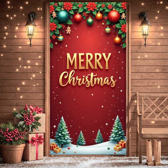 Decorative Design Merry Christmas Banner Festive Decoration Snowflake Pattern Christmas Ribbon for Holiday Celebration Winter Event Home Decoration