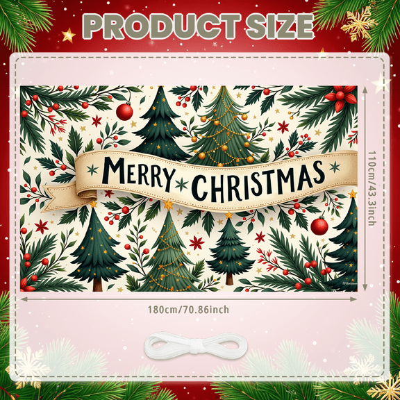 Decorative Design Merry Christmas Banner Festive Theme Christmas Backdrop for Holiday Decoration Winter Celebration Indoor Decoration