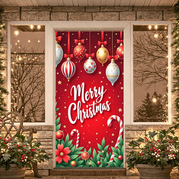 Decorative Design Merry Christmas Banner Festive Theme Hanging Ornaments Holiday Decoration for Indoor Celebration Party Event