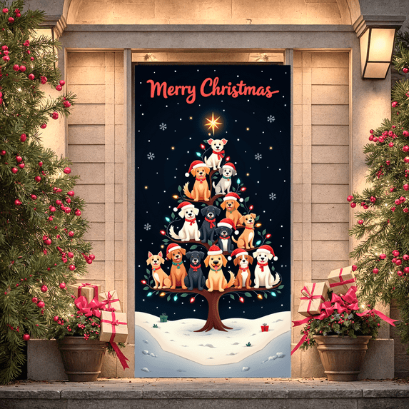 Decorative Design Merry Christmas Banner Festive Theme Reindeer Santa Claus Wreath Celebration for Holiday Party Indoor Decoration Event Celebration