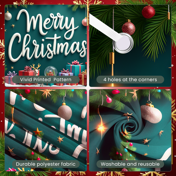 Decorative Design Merry Christmas Banner Gift Boxes Santa Claus Snow for Winter Party Holiday Celebration Family Gathering