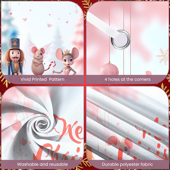Decorative Design Merry Christmas Banner Nutcracker Theme Cartoon Characters Christmas Celebration for Holiday Party Indoor Decoration Special Events